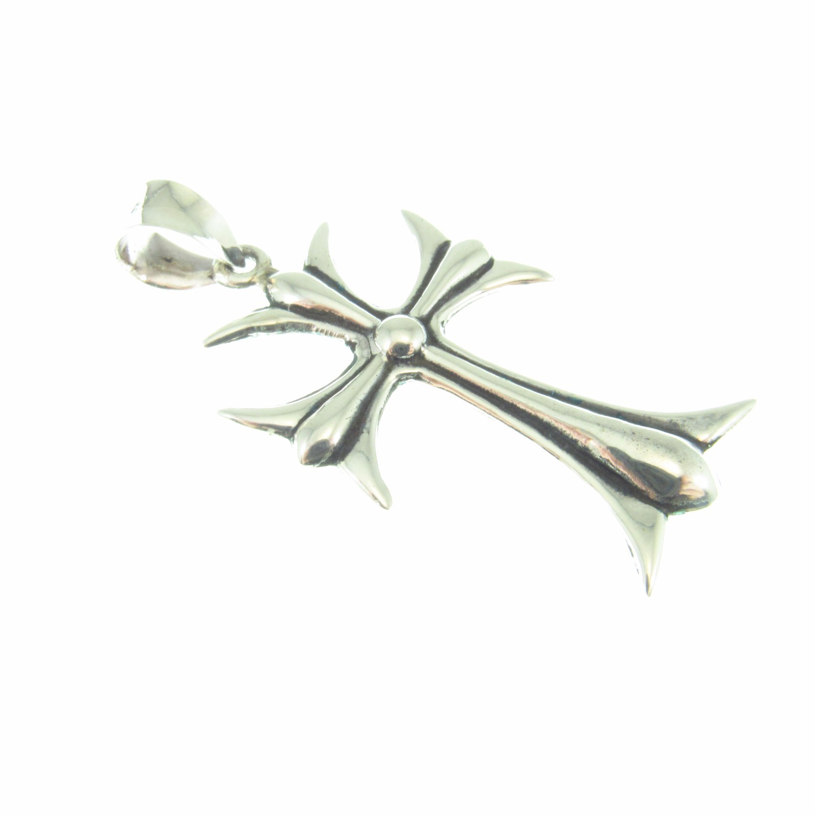 Solid 925 Sterling Silver Maltese Cross Pendant Men’s Gothic Fleur-de-Lis Cross