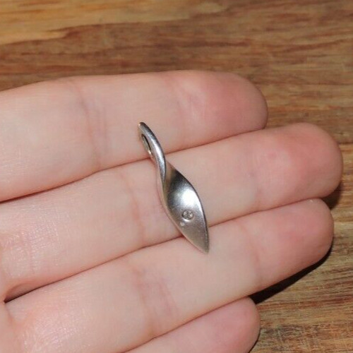 Signed HDO Small DIAMOND Sterling Silver 925 Asymmetrical Modern Pendant