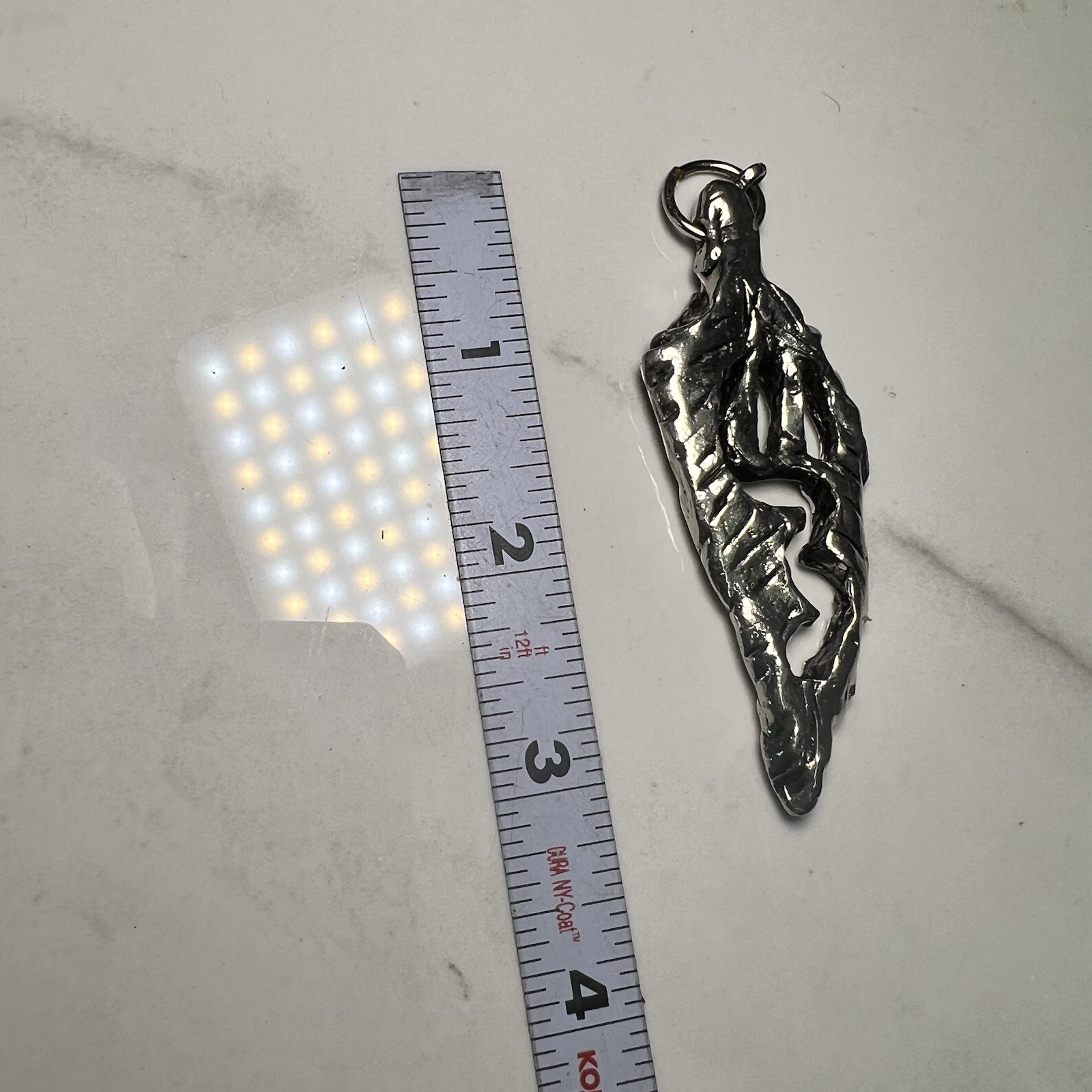 Weme signed 1989 pendant 3″ Silvertone leaf? (no necklace) 1980’s VTG metal