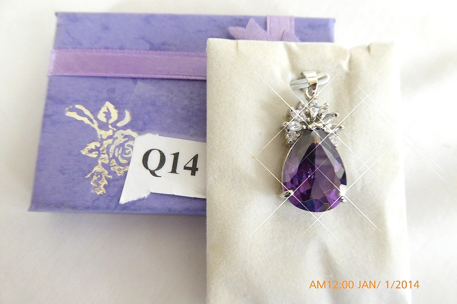 STERLING SILVER AMETHYST TEARDROP PENDANT