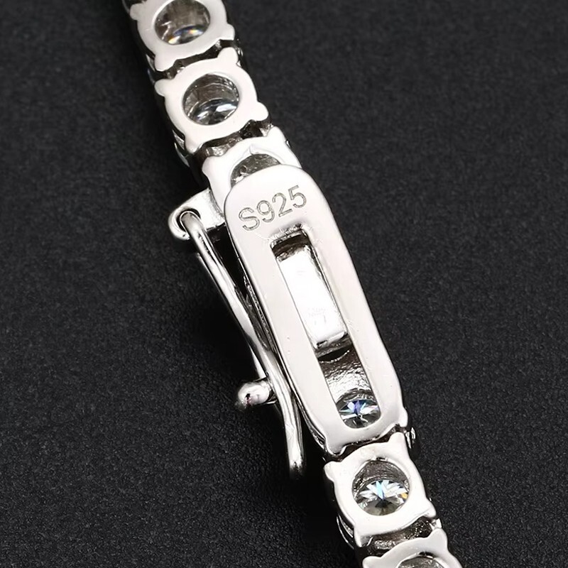 6.5mm Round Real Moissanite Tennis Necklace Hip Hop 925 Sterling Silver Chain