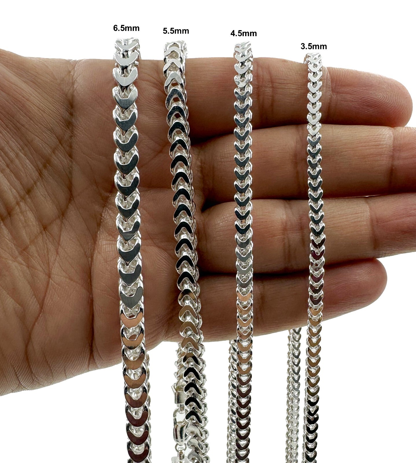 Real 925 SOLID Sterling Silver FRANCO LINK CHAIN Necklace or Bracelet ITALY