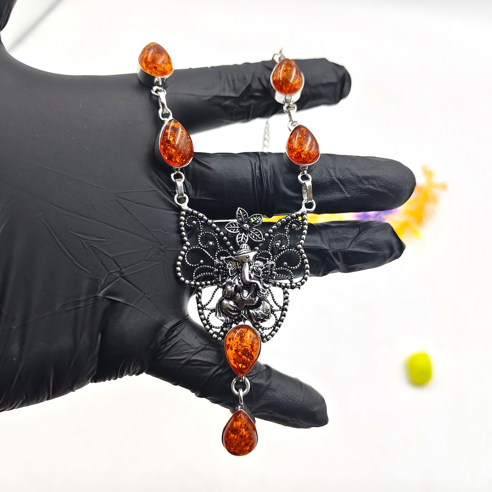 Baltic Amber Gemstone Handmade 925 Sterling Silver Jewelry Necklace Sz-17-18″