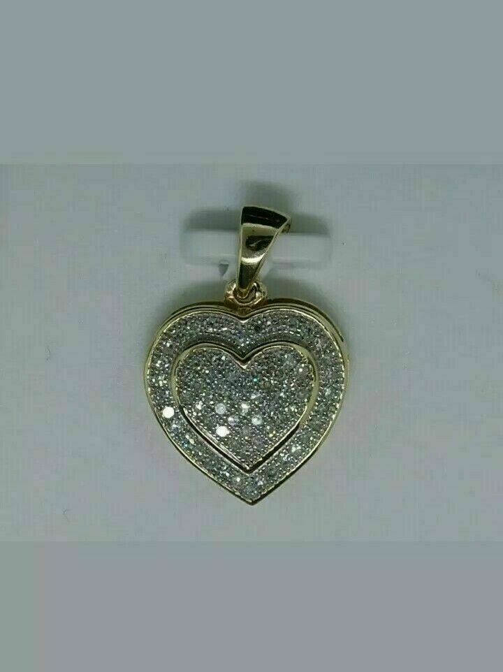 0.75 Ct Diamond Double Heart Love Shape Pendant Necklace 14k Yellow Gold Over