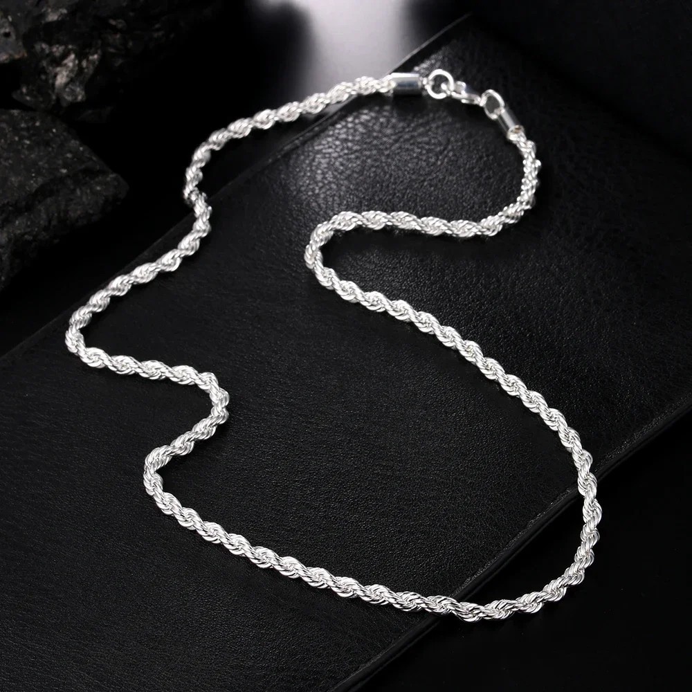 925 Sterling Silver Italian Rope Chain Men’s Necklace 4mm – NEW