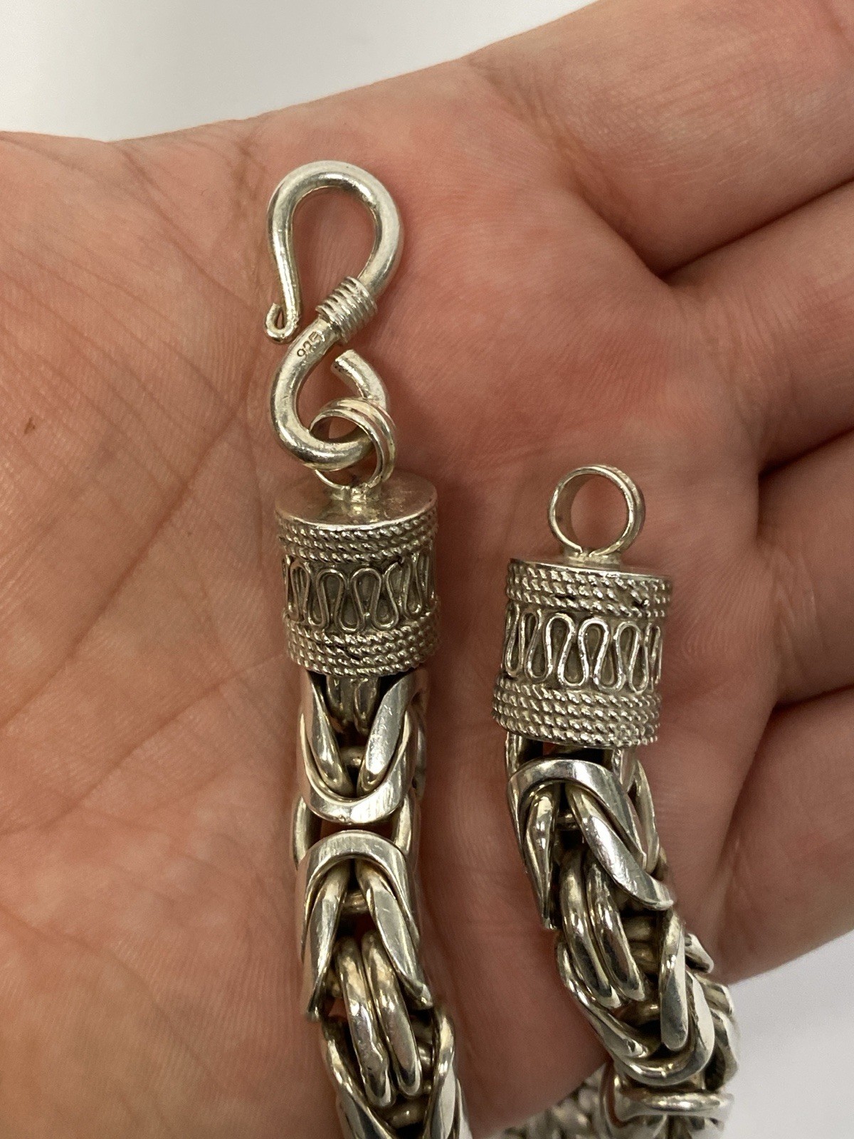 Men’s 9mm 24″ Byzantine Rope Chain Solid 925 Sterling Silver Hook Clasp 299.7g