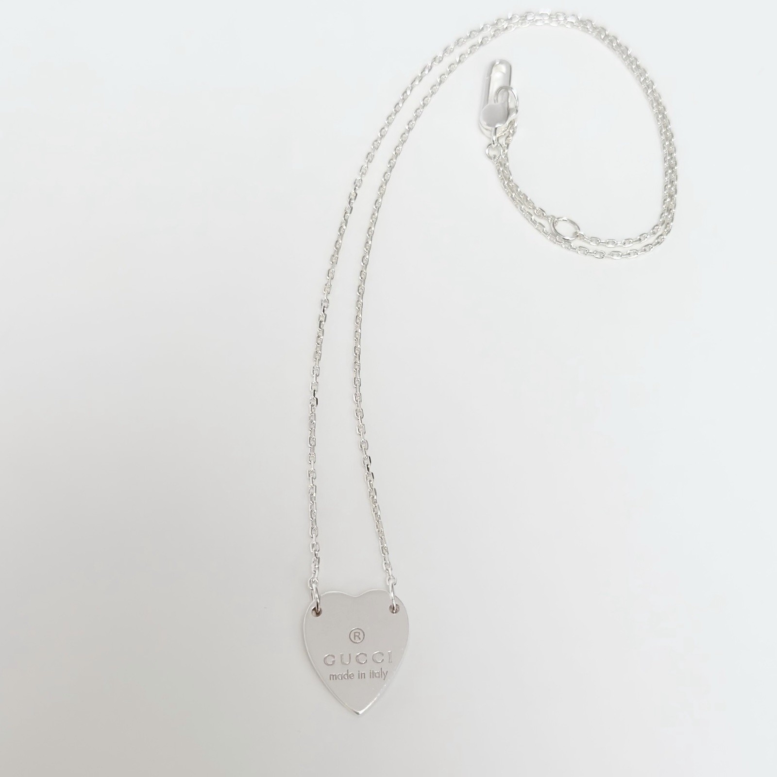 Authentic Gucci Heart Sterling Silver 925 Women’s Necklace 48cm With Packaging