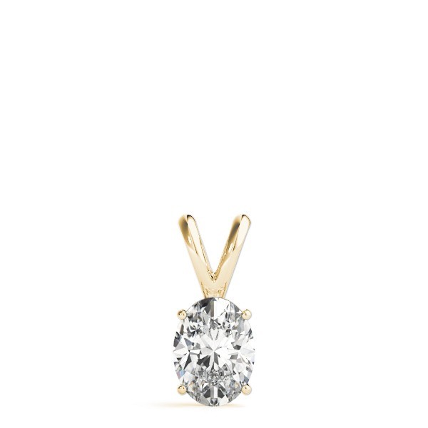 1 Ct FVS2 Oval Lab Created Grown Diamond Pendant Necklace Solid 14K Yellow Gold