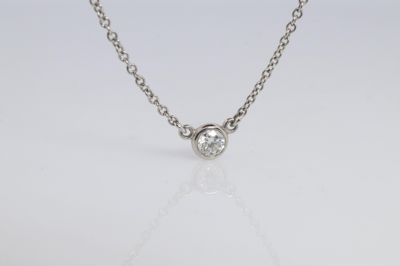Vintage Tiffany Co Platinum Necklace Elsa Peretti Diamond by the Yard 0.17ct 1P