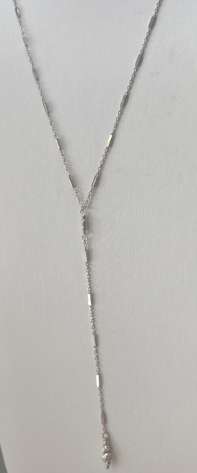 Sterling Silver 925 Y Drop Lariat Ball Unique Necklace 18”-20”