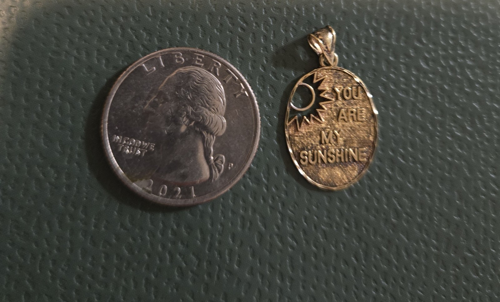 Oval Pendant Charm Gold Tone Metal No Stone You Are My Sunshine Love Theme