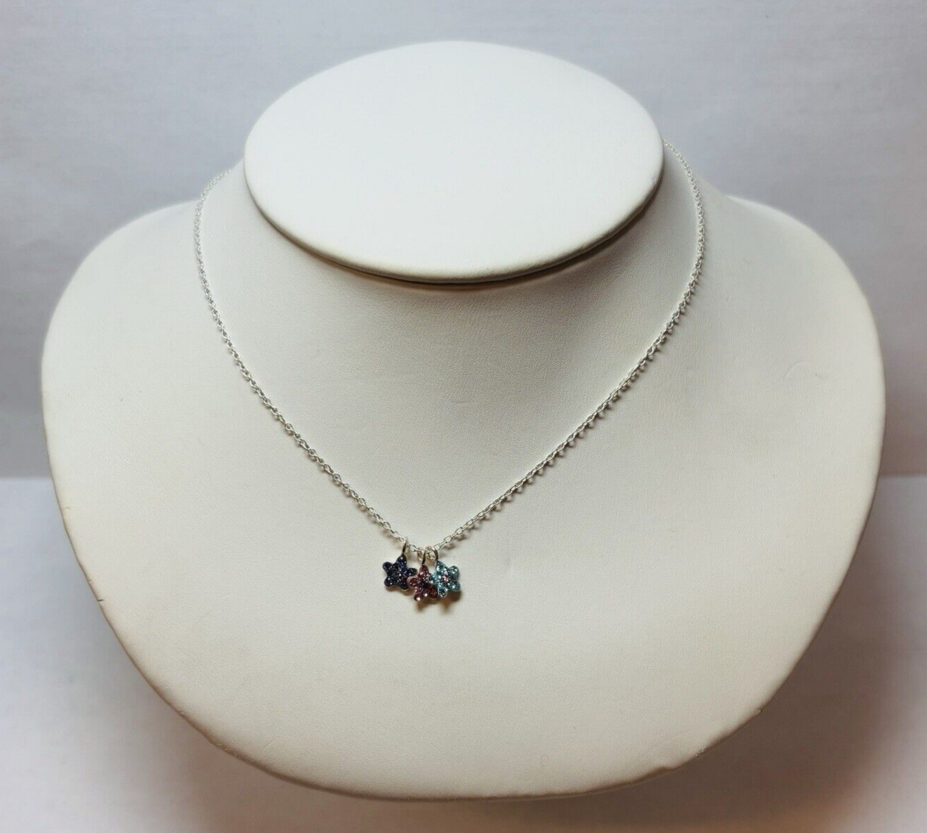 Cupcake Sterling 925 Silver Child 3 Star Gemstone Necklace 15 in – .04