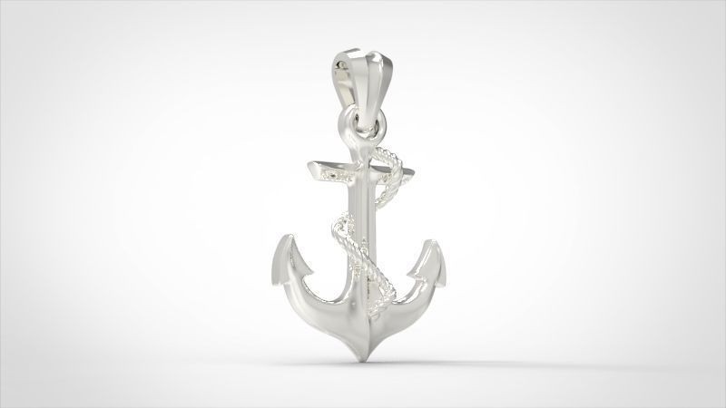 Anchor with Rope Pendant | 999 Fine Silver 23mm | Handmade USA