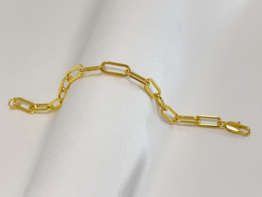 18k Yellow Gold 7.5mm Paperclip Chain Cable Rolo Link Bracelet Womens Men 7.5″