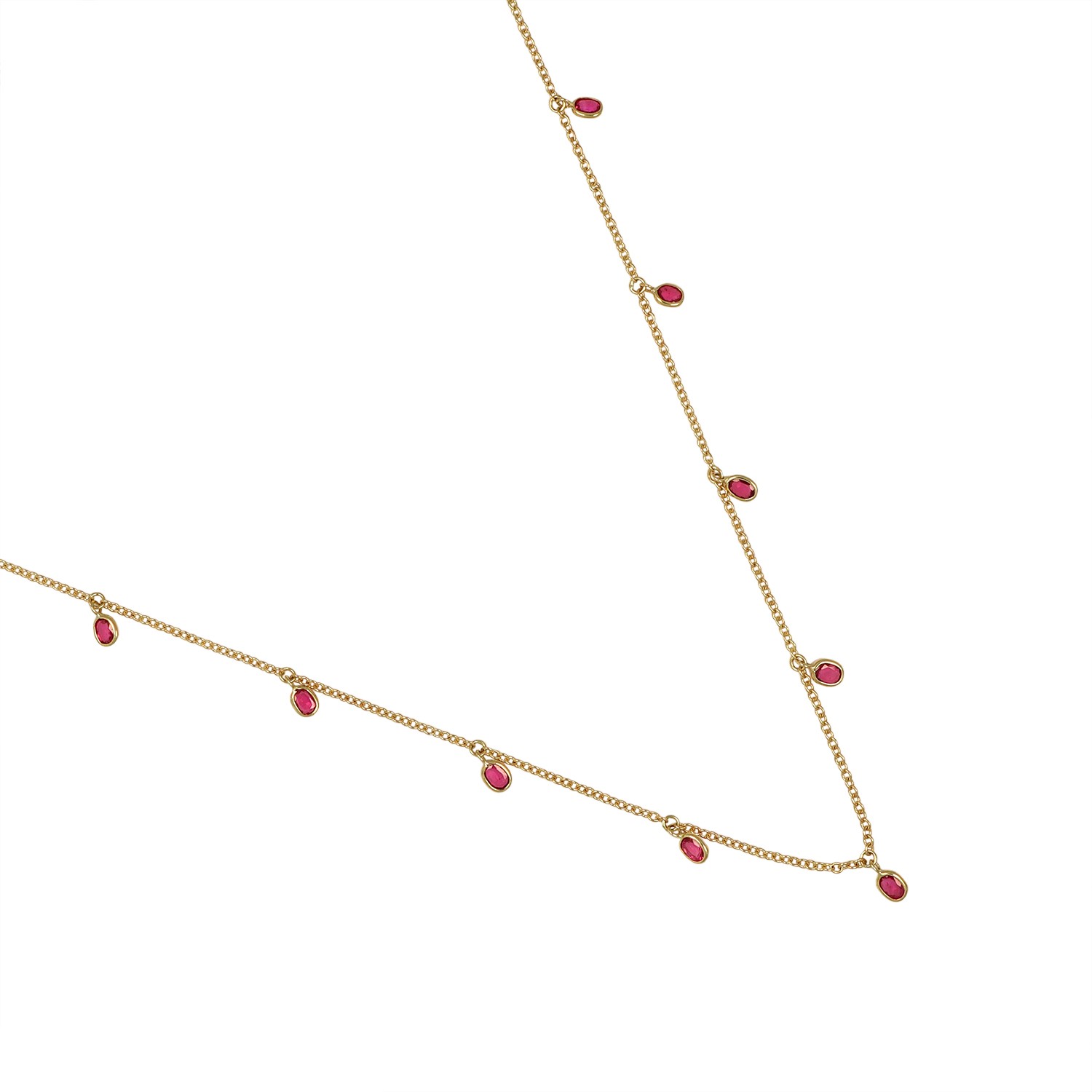 Burma (Myanmar) Oval Red Ruby 14K Yellow Gold Necklace 1.52CT