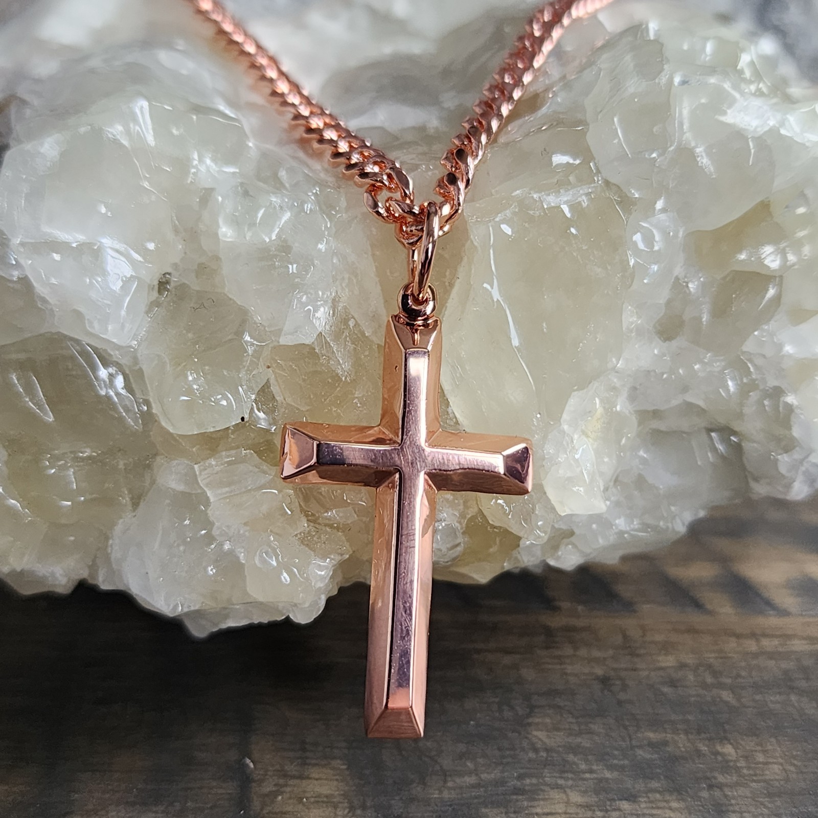Solid Copper Cross Necklace –with 3.5 mm Chain – 20″, 22″, 24″ Sizes
