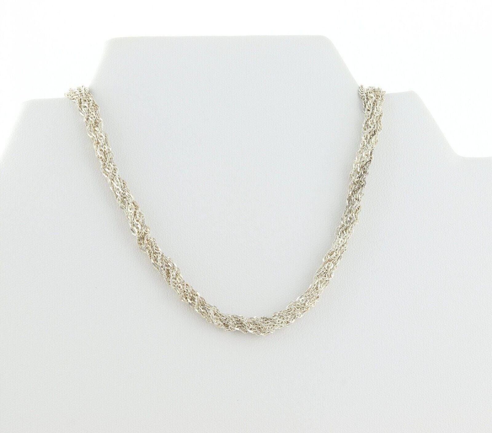 Sterling Silver Multi 7 Strand Twist Chain Necklace 18 inch chain 14 mm wide