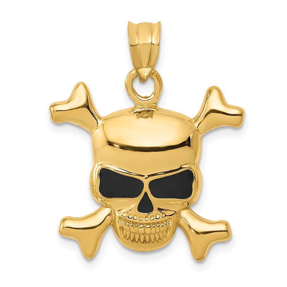 14k Yellow Gold Enameled Skull Pendant Perfect Gift for Her