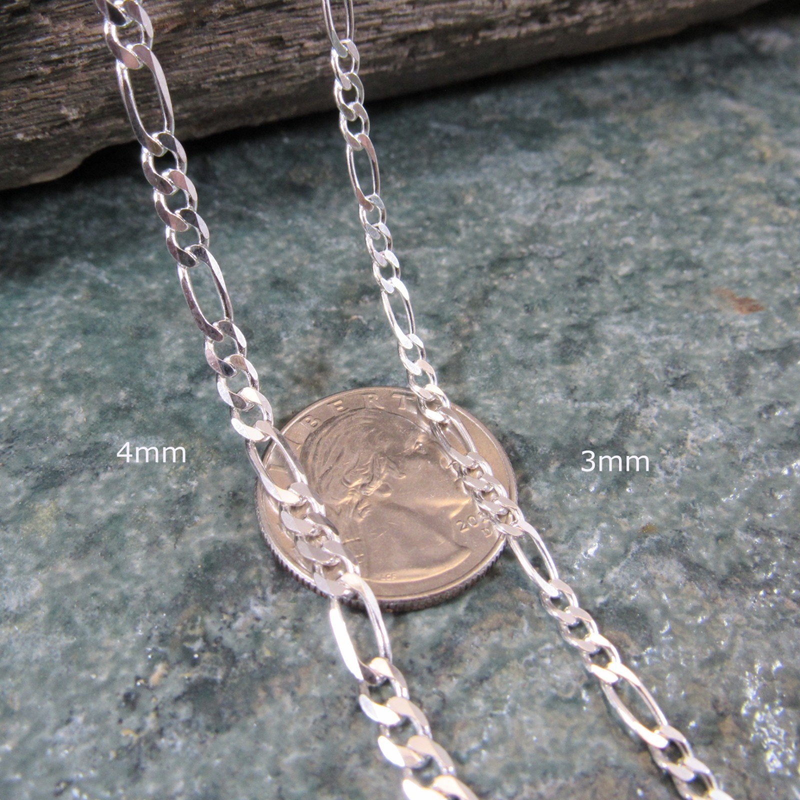 3MM or 5MM Solid 925 Sterling Silver Men’s FIGARO Chain Necklace Made In Italy