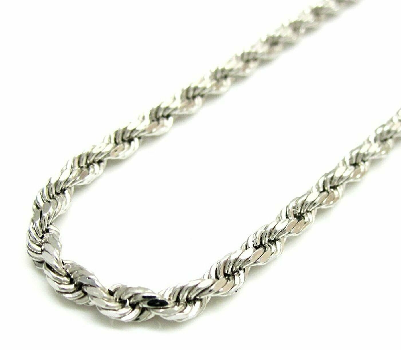 Solid 925 Sterling Silver Italian Rope Chain Mens Necklace 4.00mm – Diamond Cut