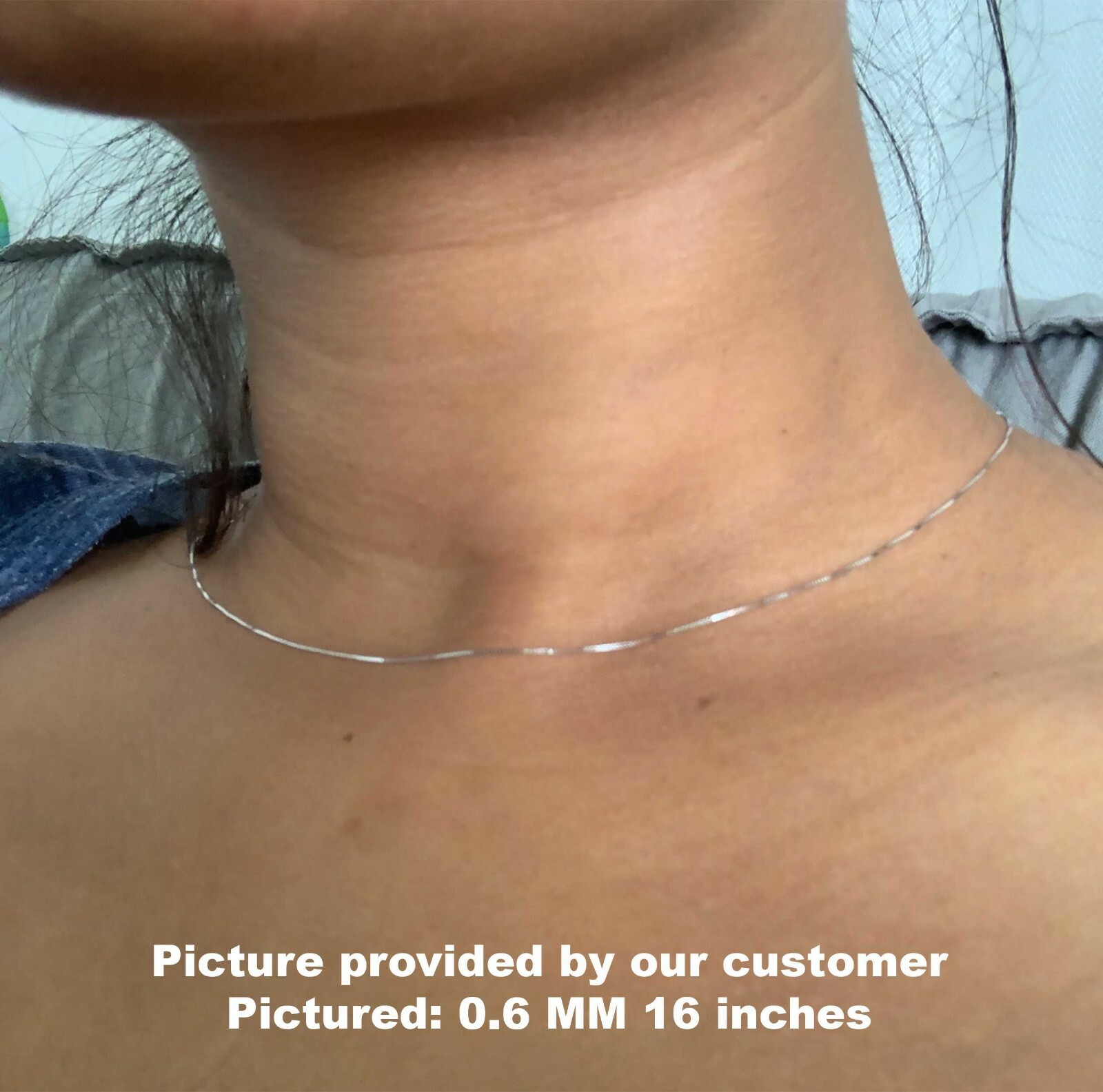 10K Solid White Gold Box Chain Necklace, 16″ To 24″ Inch, 0.5mm To 1.0mm Thick