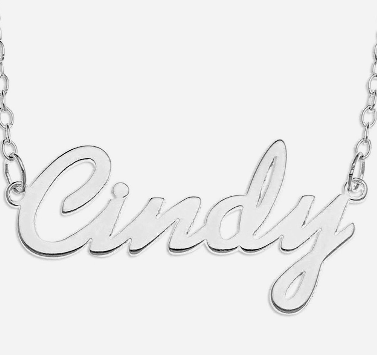 Cindy Name Plate Necklace Pendent Sterling Silver female Personalized Custom
