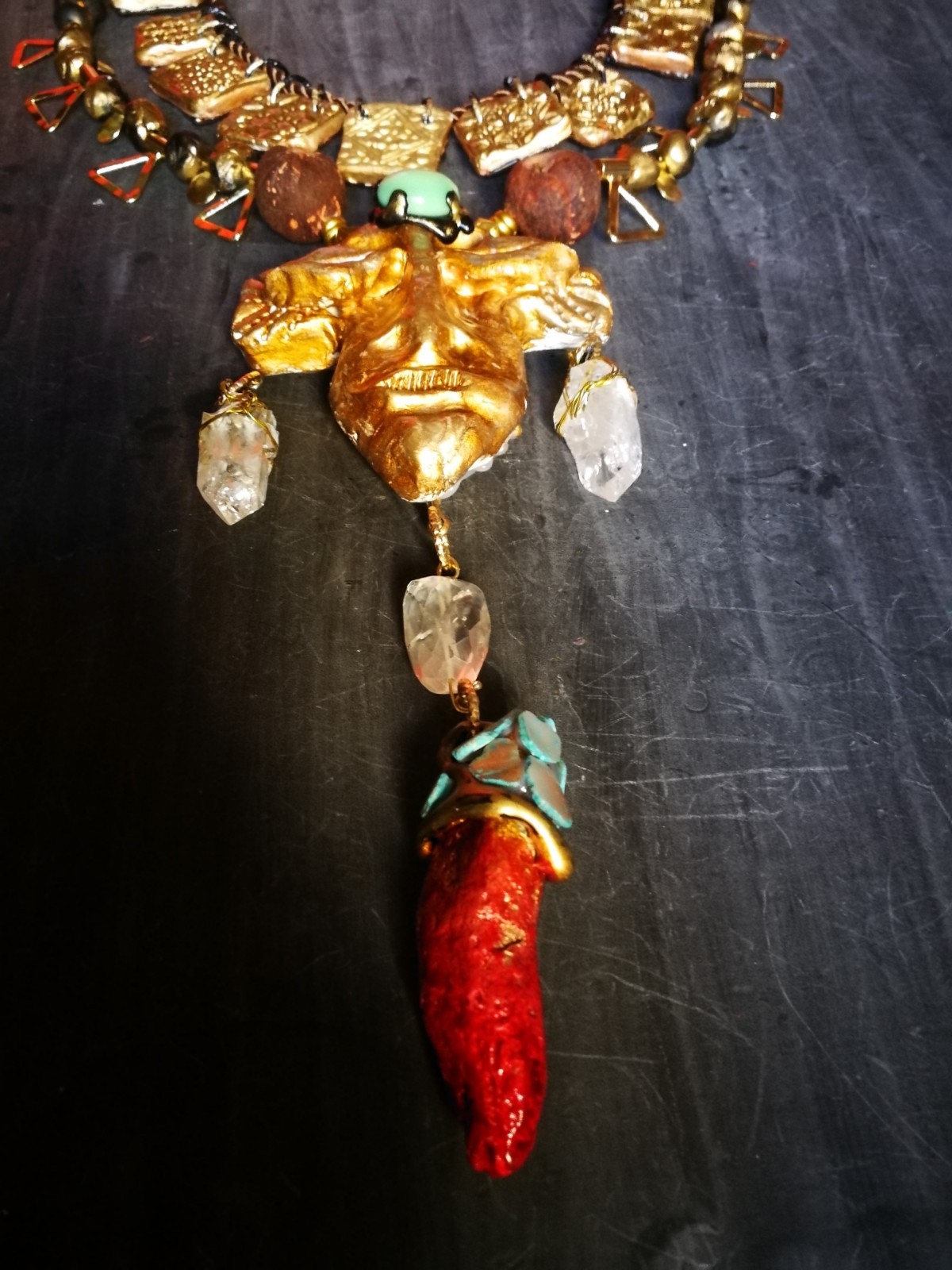 Statement Fine Jewelry Ethnic Glamour Gemstone Jewel Sculpture Tribal Mask Stone