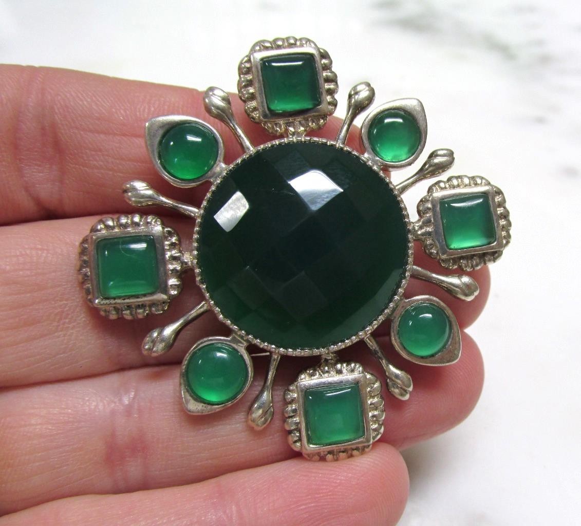 Ail Aluma Unknown Stones Sterling Silver Brooch / Pendant ~ 26g ~ 8-C645