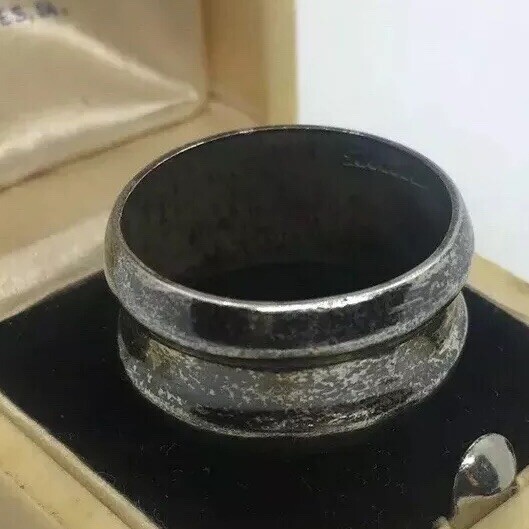 Extra Wide Sterling Silver Mexico Ring 7.9gms Size 7.5 Vintage Jewelry
