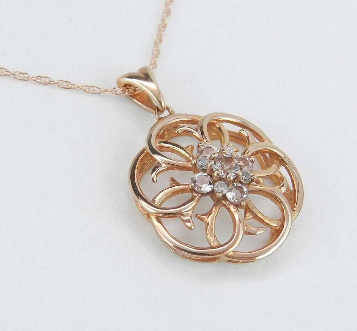 1Ct Round Cut Diamond Flower Cluster Pendant 14K Yellow Gold Plated 18″ Chain