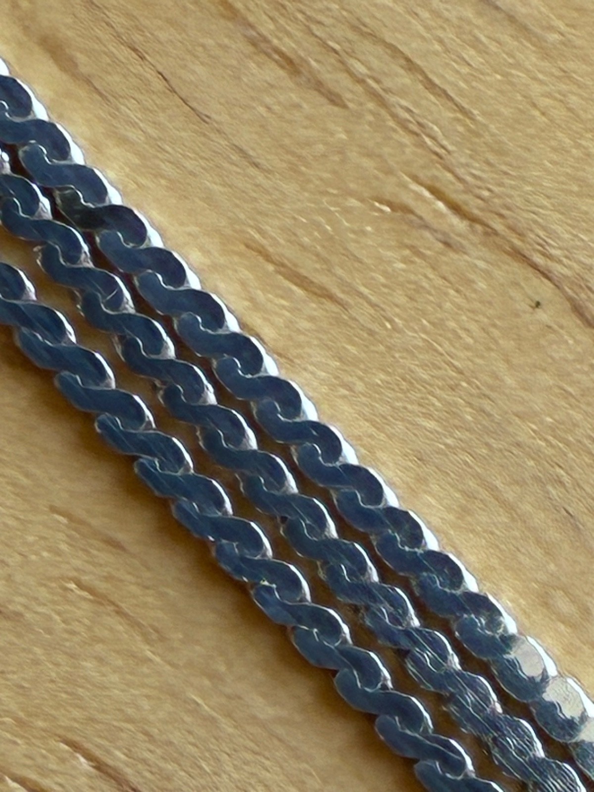 Sterling Silver 925 Flat Serpentine S-link Style Chain Necklace 20 inches x 1mm