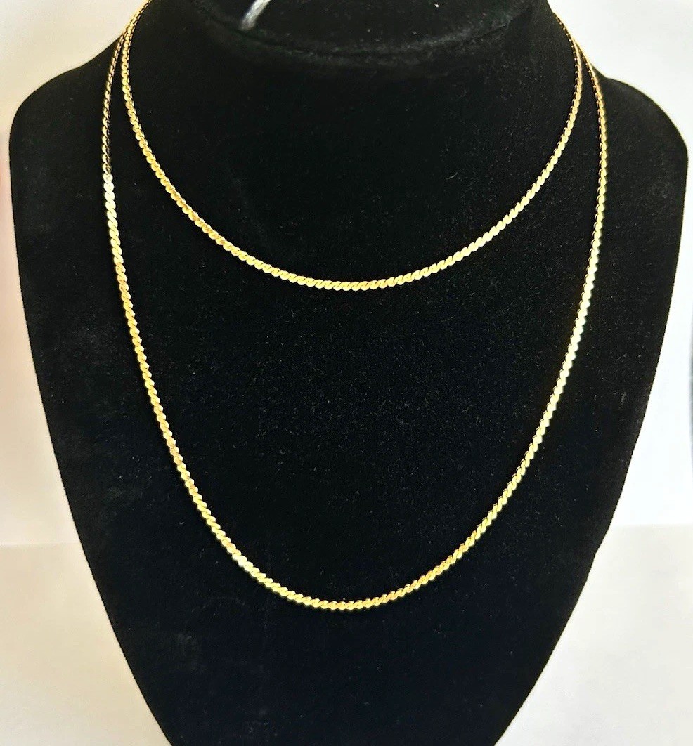 14k Gold Filled Yellow Gold Rope Chain Necklace w/ Spring Ring Clasp