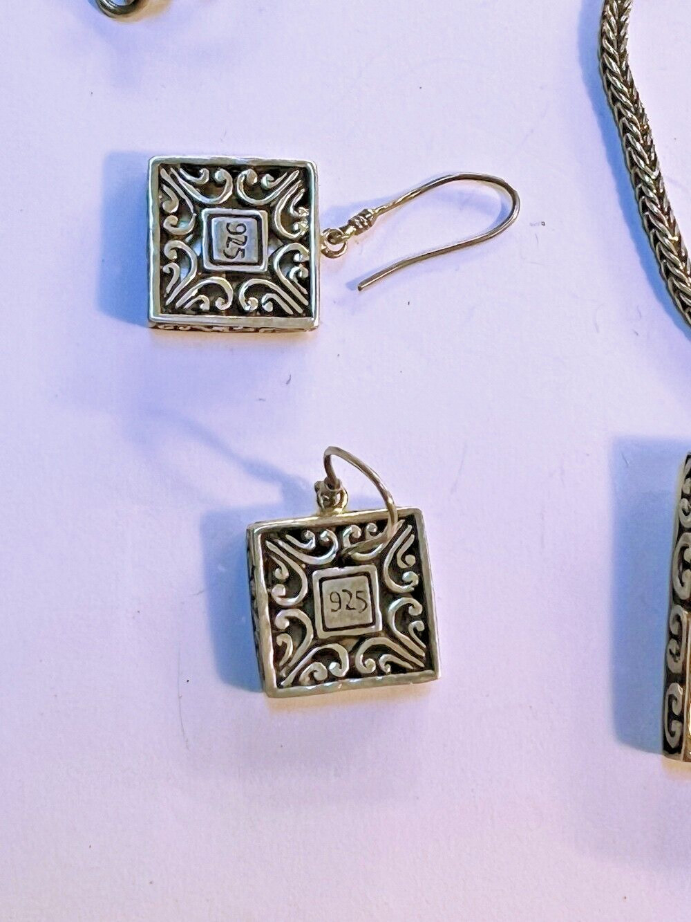 LOLA ROSE 925 SILVER FILIGREE WITH MOTHER OF PEARL NECKLACE & EARRINGS VERY GOOD