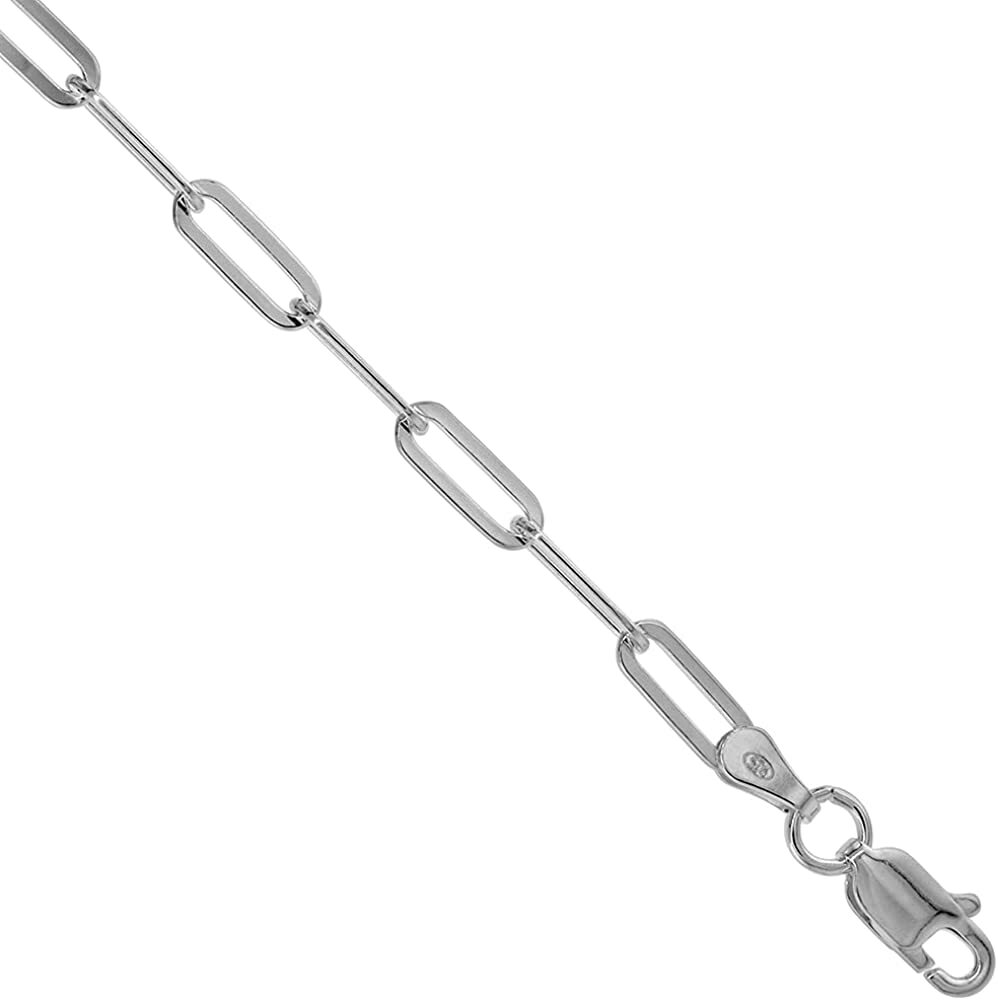 925 Sterling Silver High Quality Paperclip Chain Necklace Bracelet 3mm 7″~30″