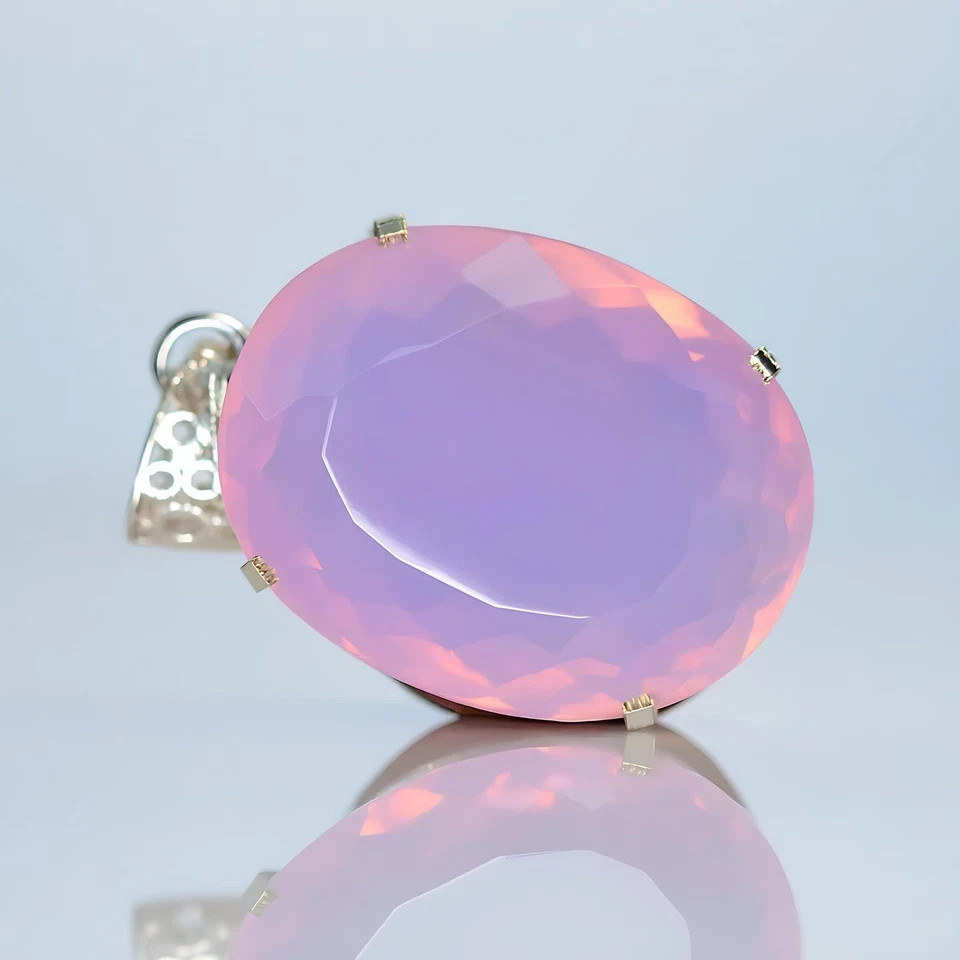 115 Ct Natural Pink Opal 925 Solid Sterling Silver Pendant A+ Gemstone + Gift