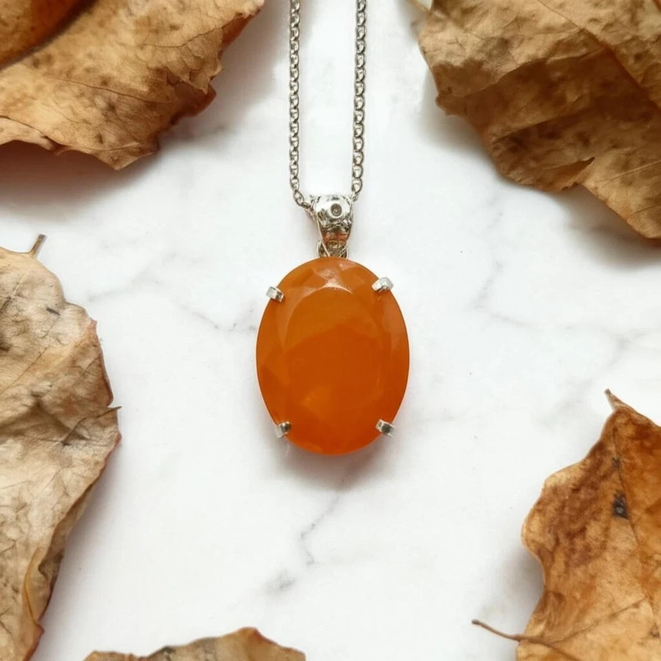 Orange Certified 101 Ct Natural Opal Oval Cut 925 Solid Silver Pendant Gemstone