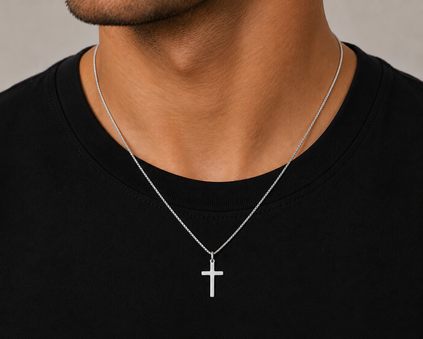 Sterling Silver Plain Cross Pendant Necklace 16 or 18 Inch Box Chain