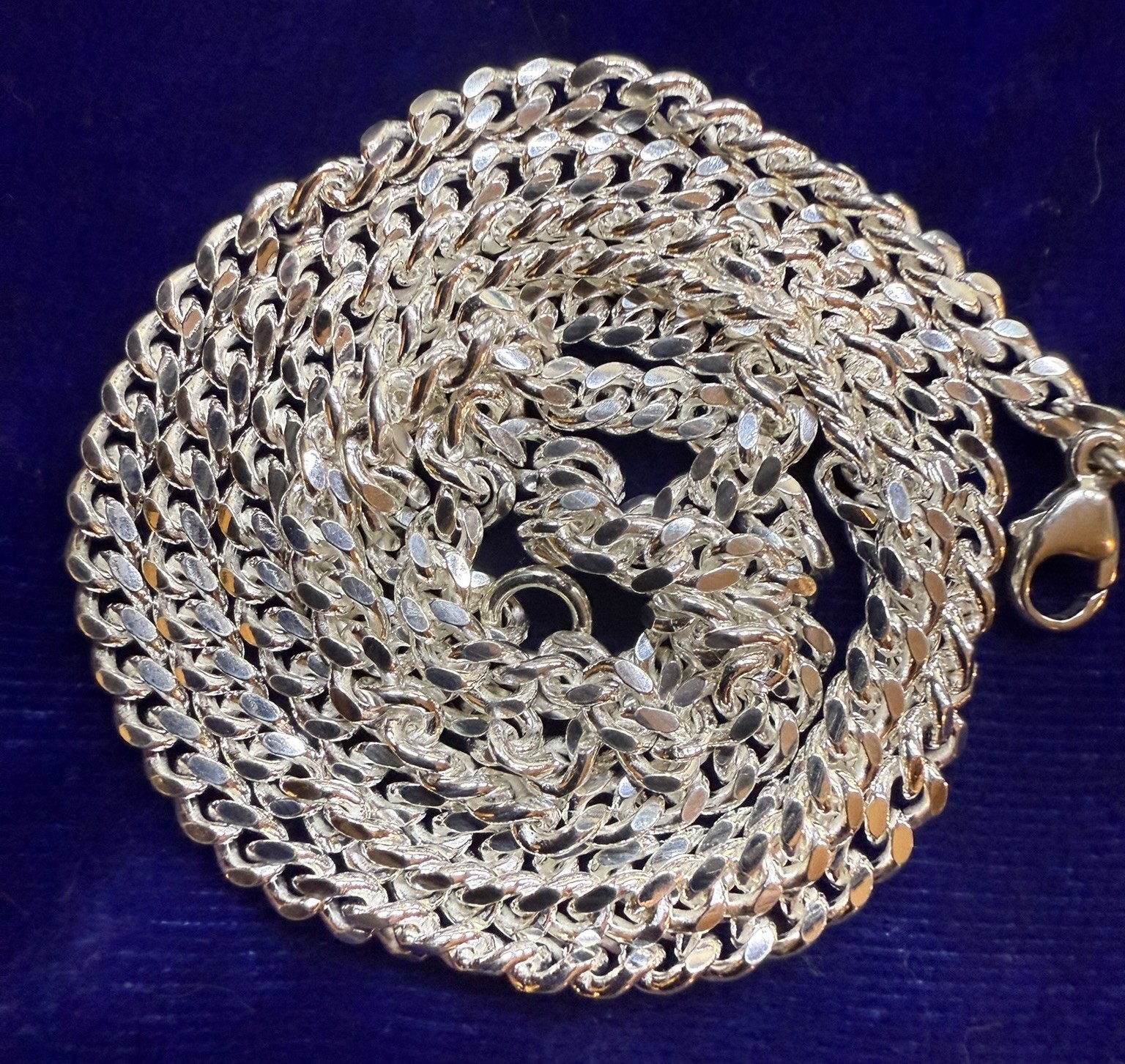 22 Inch 925 Sterling Silver Diamond Cut Cable Chain Necklace 17g Lobster Clasp