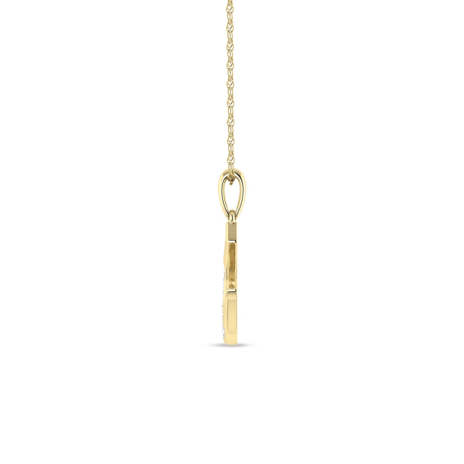 1/10 Ctw Natural Diamonds Horshoe Pendant with 18″ chain 14K Yellow Gold Plated