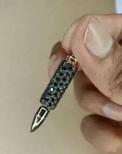 2Ct Round Cut Lab Created Diamond Men’s Bullet Pendant 14K Yellow Gold Plated