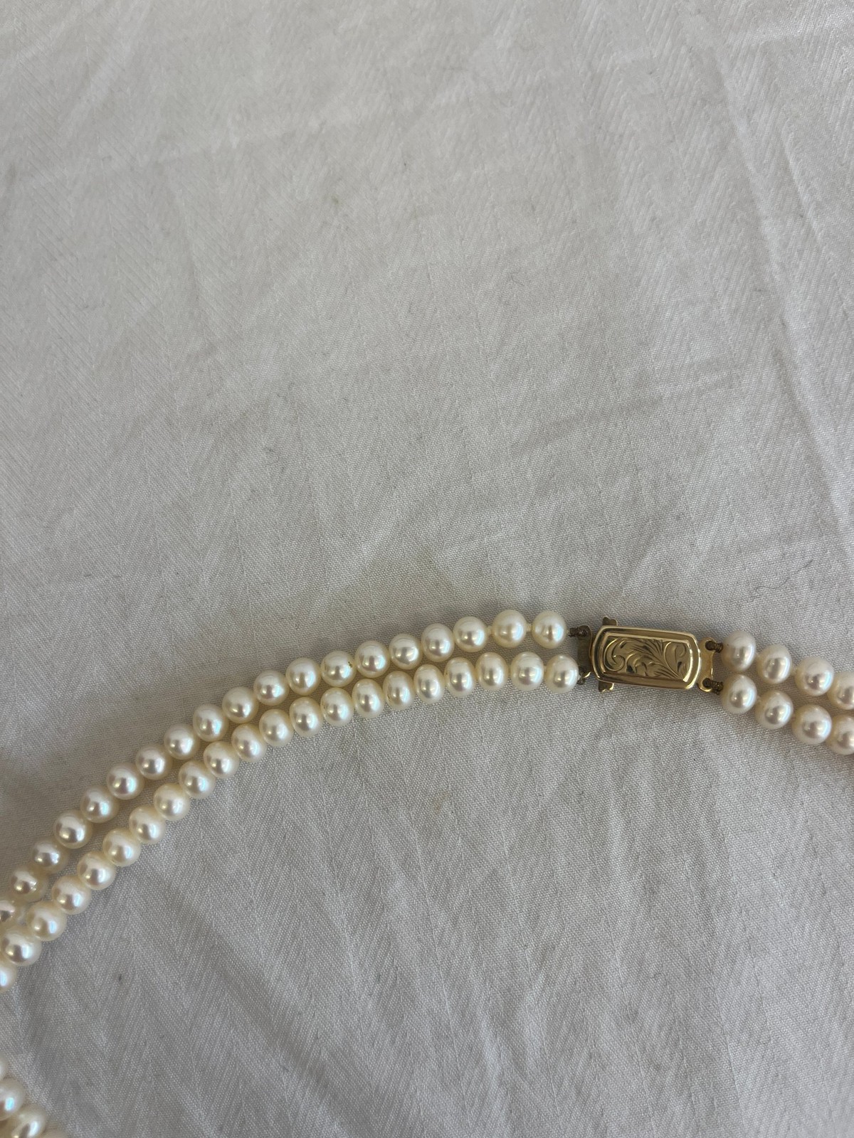 Vintage Lotus 9ct Gold Cultured Pearls Double Strand Necklace with Box