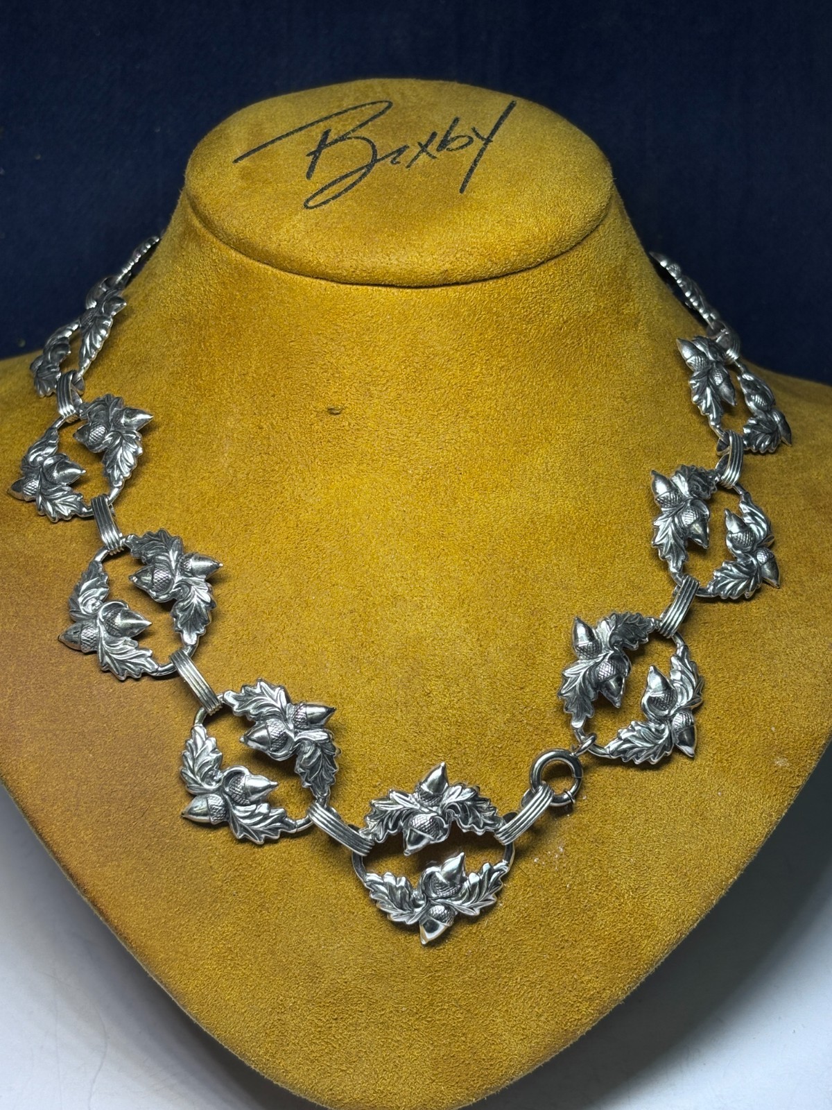 Vintage Danecraft Sterling Silver Oak Leaf & Acorn Links Necklace 28.5g 15in