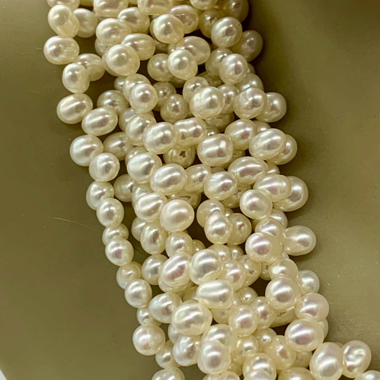 ESTATE STERLING SILVER CULTURED WHITE FRESHWATER PEARL 8 ROW STATEMENT NECKLACE