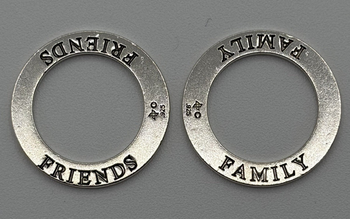 925 Sterling Silver Pendant Family Friends Circle Charm 1.90″ 5.2g