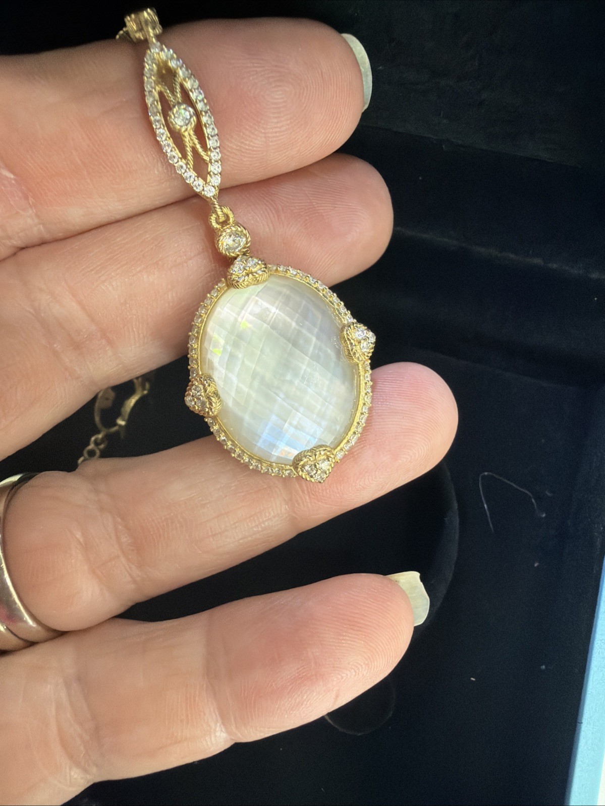 Judith Ripka Necklace 925 Clad Mother Of Pearl Exquisite Lariat