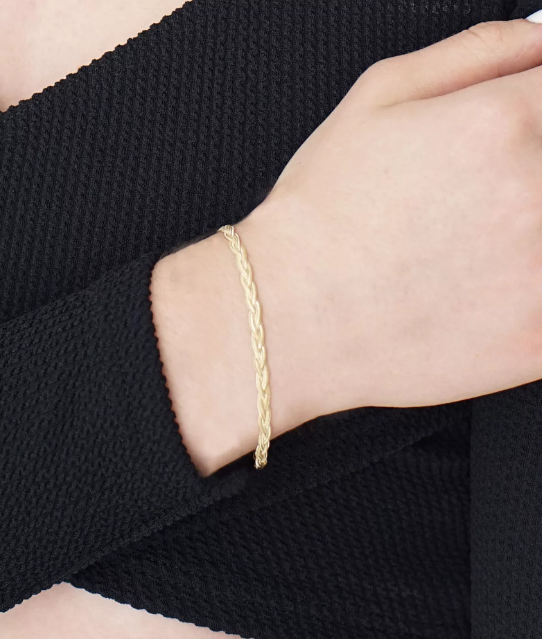 14k Yellow Gold 3.2 MM 16″ Braided Flexible HERRINGBONE Chain Necklace 3.4 Grams