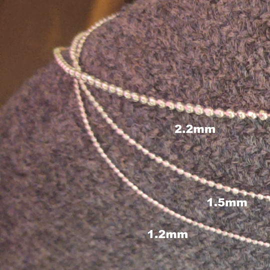 Diamond Cut Bead Chains (1.5mm*) 9″ to 36″ –Sterling Silver–Made in Italy [GP]