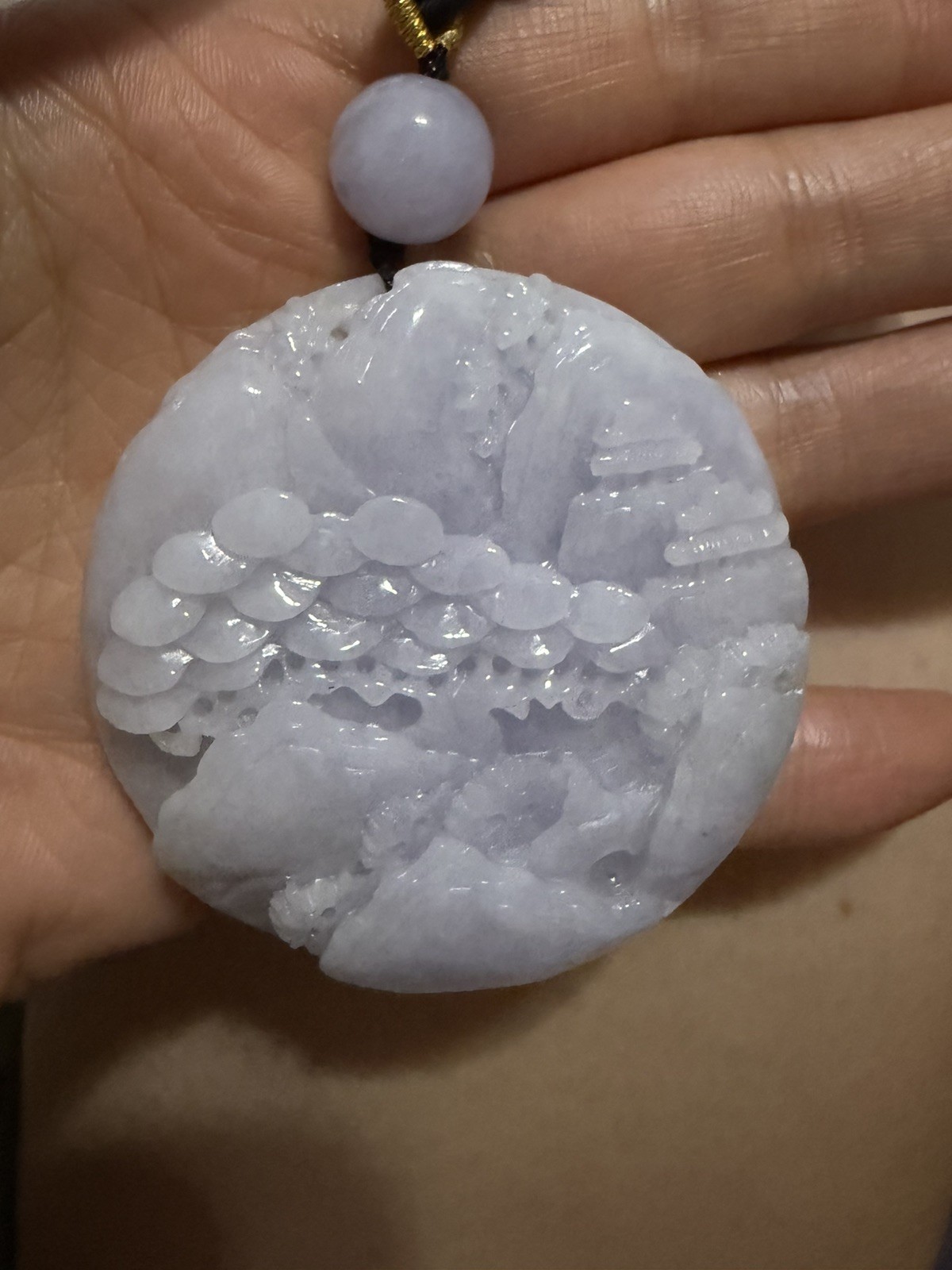 Untreated Burma Myanmar Grade A Jadeite LAVENDER Landscape Carved純天然翡翠A货水潤紫羅蘭 山水