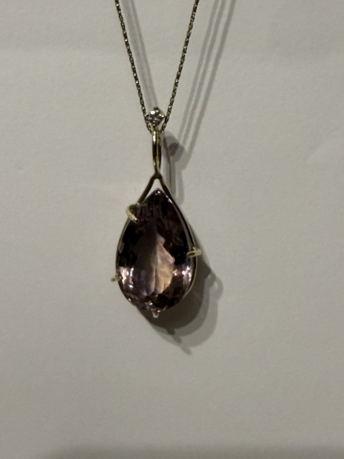 14k Yellow Gold 21.42 Carats bicolor Ametrine and diamond Pendant