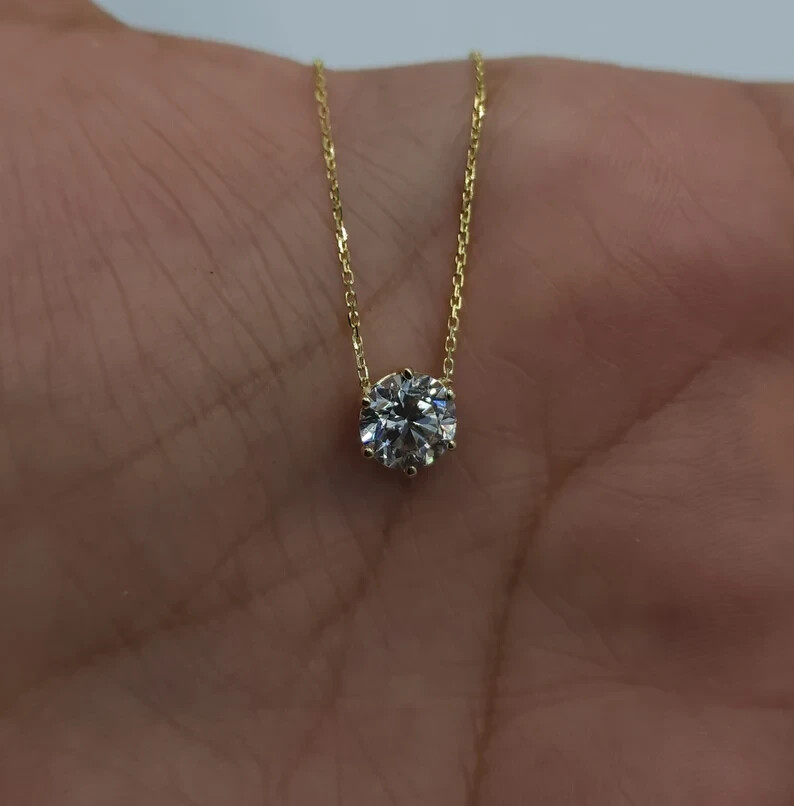 Lab Grown/CVD Diamond Women Christmas Day Pendent 14k Gold GDGL Certified 1.50CT